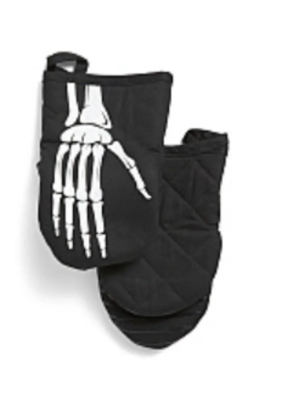 NWT EASTWICK Black Mini Oven Mitts with White Skeleton Print
